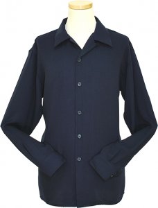Pronti Solid Navy Long Sleeve Microfiber Casual Shirt S247-31