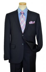 Elements by Zanetti Navy With Grey / Blue Shadow Pinstripes Super 120's Wool Suit 141/015/396