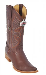 Los Altos Cognac Genuine All-Over Deer Skin 3X Toe Cowboy Boots 958303