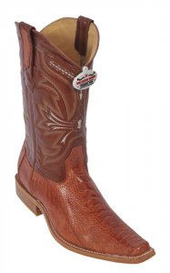 Los Altos Cognac Genuine All-Over Ostrich Leg Square Toe Cowboy Boots 710503