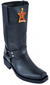 Los Altos Men's Black Genuine Napa Cowhide Leather MotorCycle Boots 554605