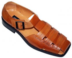Zota Tan Genuine Soft Leather Sandals With Buckle On The Side K07