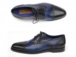 Paul Parkman 046 Blue Genuine Italian Calfskin Derby Shoes