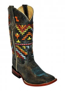 Ferrini Ladies 82693-43 Teal "Aztec Cowgirl" Genuine Cowhide Boots