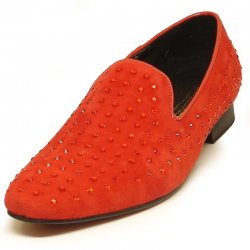 Fiesso Red Genuine Leather With Red Rhinestone FI6853