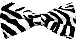 Classico Italiano Black / White Zebra Print 100% Silk Bow Tie / Hanky Set