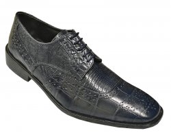Giorgio Brutini Navy Blue Alligator / Lizard Print Shoes 210773