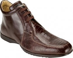 Belvedere "Ramiro" Brown Genuine Ostrich and Calf Ankle Boots