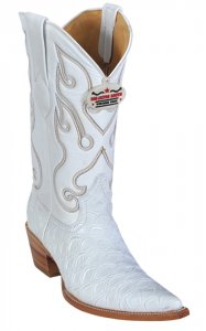 Los Altos Ladies White All-Over Alligator Tail Print 3X-Toe Cowboy Boots 3354828