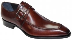 Duca Di Matiste "Garda" Brown Genuine Italian Calfskin Monk Strap Loafer Shoes.