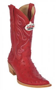 Los Altos Ladies Red All-Over Ostrich Print 3X-Toe Cowboy Boots 3350312