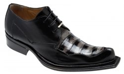 Mauri "Stripes" 44271 Black / White Genuine Stripes Alligator Calfskin Shoes