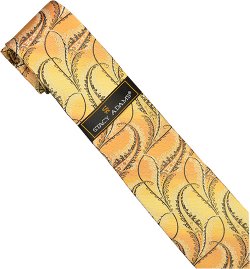 Stacy Adams Collection SA097 Peach / Black / Beige Paisley Design 100% Woven Silk Necktie/Hanky Set