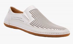 Stacy Adams "Northshore" White Perforated Genuine Leather Lined Casual Loafer Shoes 24863-100