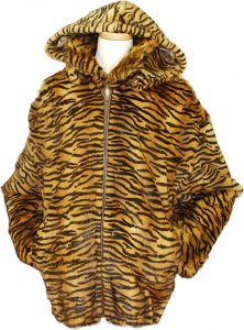 Winter Fur Gold / Black Tiger Print Genuine Full-Skin Mink Fur Bomber Jacket/Detachable Hood