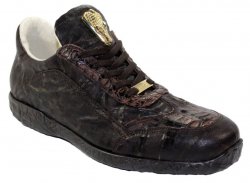 Fennix Italy "Jack" Chocolate Genuine Hornback Crocodile / Calf Sneakers.
