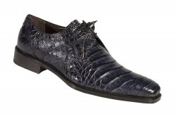Mezlan "Anderson" Navy Blue All-Over Genuine Crocodile Shoes With Crocodile Wrapped Tassels 13584-F