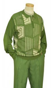 Stacy Adams Moss Green / Cream Pull-Over 2 Piece Knitted Outfit 1350