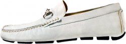 Mauri "Ocean Drive" 9119 White Kangaroo Nubuck / Ostrich Leg Loafer Shoes