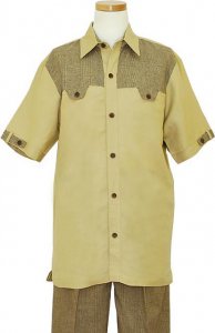 Silversilk Linen Khaki 2 Pc Knitted Outfit # 2842/642P