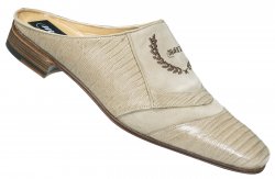 Mauri "4604" Cream Genuine Lizard / Suede / Embroidery Half Shoes