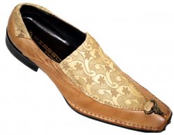 Fiesso Almond Paisley Embroidered Pony Hair Leather Shoes FI6348