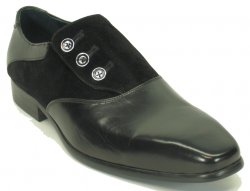Carrucci Black Genuine Fabric / Leather Loafer Shoes KS524-12.
