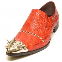 Fiesso Red Genuine Leather With Metal Tip Slip-On FI6937