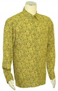 Bagazio Yellow / Olive Green Abstract Design Long Sleeve Shirt BM1383