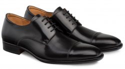 Mezlan "Republic" Black Genuine Calfskin Lace Up Cap Toe Shoes 9053.