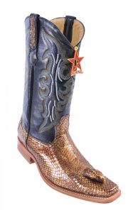 Los Altos Gold Genuine All-Over Cobra With Head Square Toe Cowboy Boots 716444.