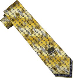 Stacy Adams Collection SA081 Mustard Gold / Cream / Black Artistic Design 100% Woven Silk Necktie/Hanky Set