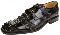 Belvedere "Fabrizio" Black Genuine Nile Crocodile Tail/Lizard/Calf Shoes