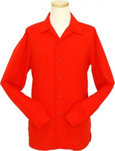 Pronti Solid Red Long Sleeve Microfiber Casual Shirt S247-30
