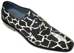 Belvedere "Giraffa" Black/Cream All-Over Genuine Stingray Shoes
