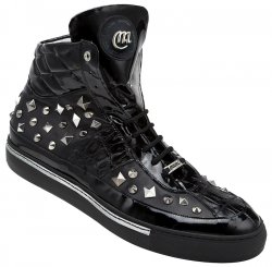 Mauri "M.A.U.R.I" 8642 Black Genuine Crocodile Nappa Leather Casual Sneakers