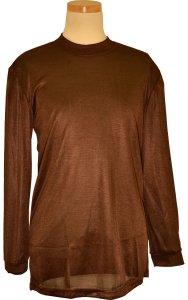 Pronti Chocolate Brown Tricot Dazzle Long Sleeve Mock Neck Shirt S15641