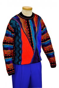Steven Land SLS-106 Grapefruit / Royal Blue / Turquoise / Violet / Lime Green Cotton Blend High Twist Knitted Sweater – Made in USA