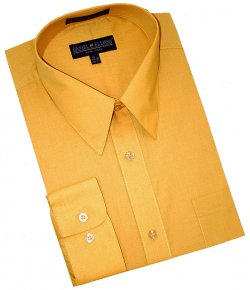 Daniel Ellissa Solid Mustard Gold Cotton Blend Dress Shirt With Convertible Cuffs DS3001