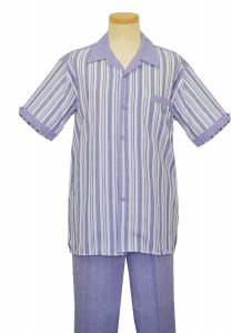 Pronti Lavender / White Stripe Design 2 Piece Short Sleeve Outfit SP6158