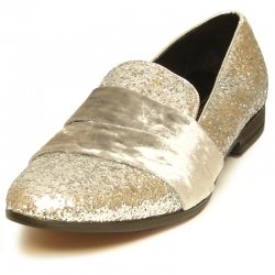 Fiesso Silver Genuine Leather Slip-On Shoes FI7040.