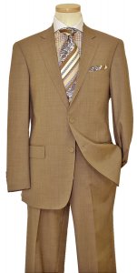 I-Deal By Zanetti Khaki Weaved Designed Super 140's Wool Suit UE90155