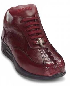 Mauri "Cherry" M770 Burgundy Genuine Nappa Embossed / Nappa / Hornback Crocodile Tail Sneakers