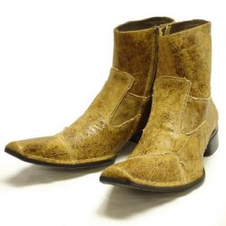 Fiesso Tan Genuine Leather/Suede Boots With Zipper On The Side FI8009