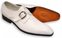 Carrucci White Calfskin Leather Monk Strap Shoes KS503-35
