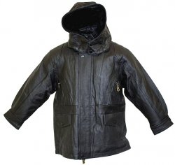 Hind Black Leather 3/4 Length Boy's Coat K-2207