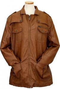 Prestige Camel Faux Leather 3/4 Length Coat Led-101