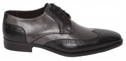 Duca Di Matiste 1508 Black / Grey Genuine Italian Calfskin Leather Shoes.