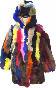Winter Fur Kids' Multicolor Genuine Rex Rabbit Stroller With Hood K08Q02MU.