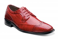 Stacy Adams "Galletti" Red Alligator / Red Eel Print Genuine Leather Modern Wingtip / Cap Toe Dress Shoes 24936-600